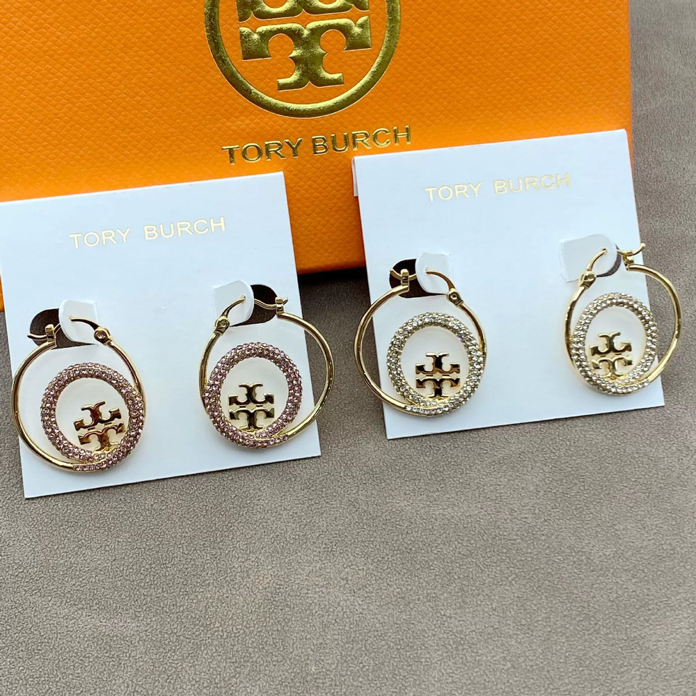 Tory Burch Geometric Circle Stud Earrings Rhinestone